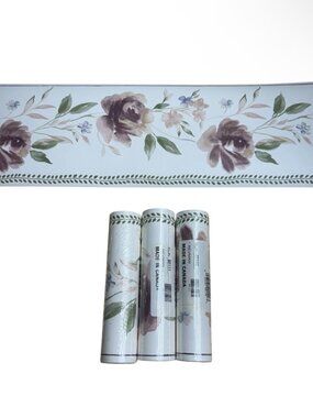 Vintage Wallpaper Border Wind Rose Vine Leaf Design Floral Cottage 3 Rolls NEW